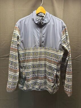 EUC Ascend Men's Blue Patterned Quarter-Zip Shirt Jacket Sz XL (17as)